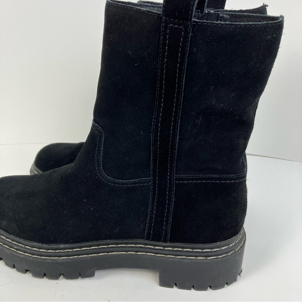 Splendid Alexxi Suede Moto Style Lug Sole Boots Black Zip Closure Sz 8.5 - Picture 7 of 16